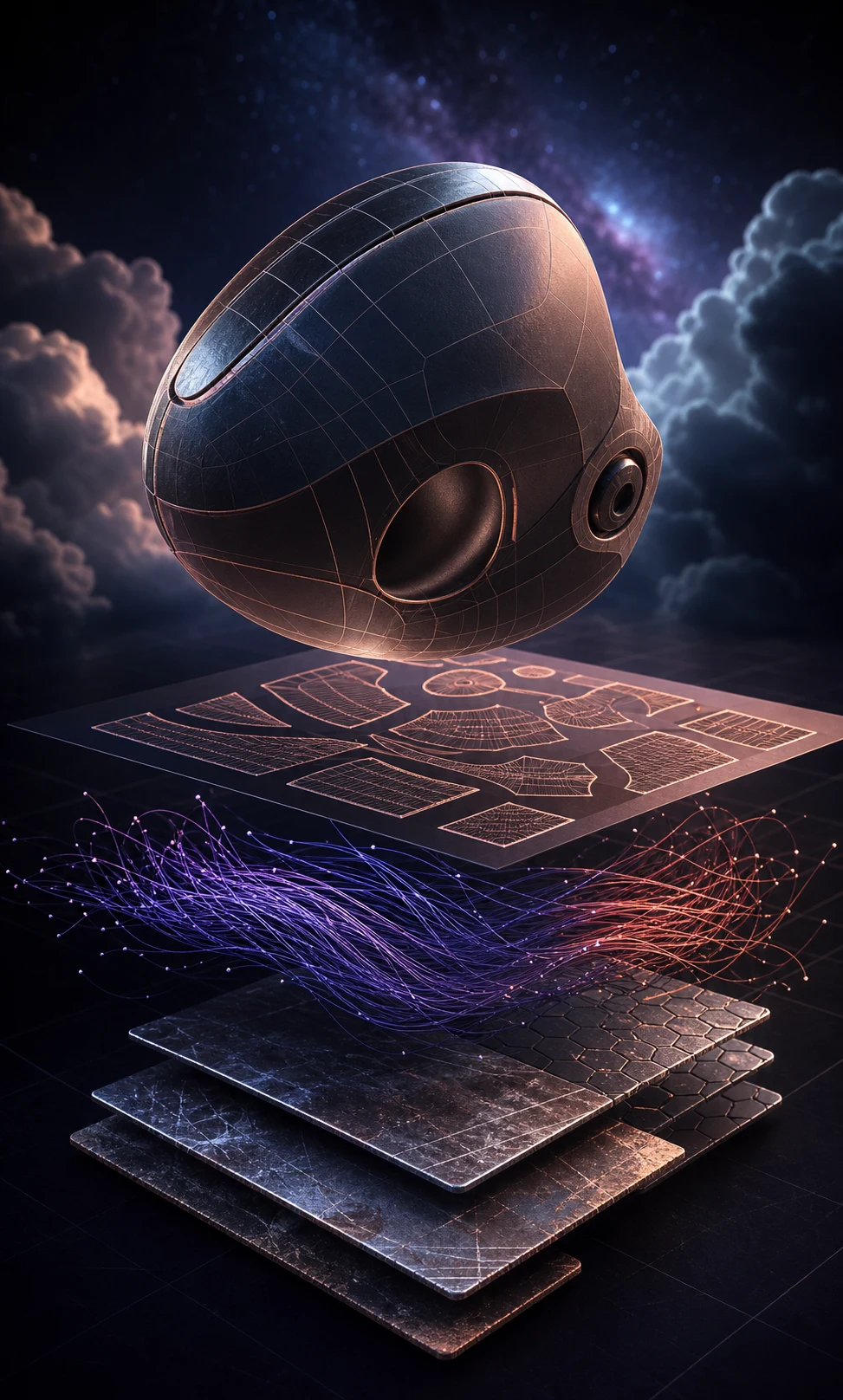 Illustration éditoriale des nouveautés Cinema 4D 2026.3 et Redshift autour des UV, de MoGraph et des matériaux.