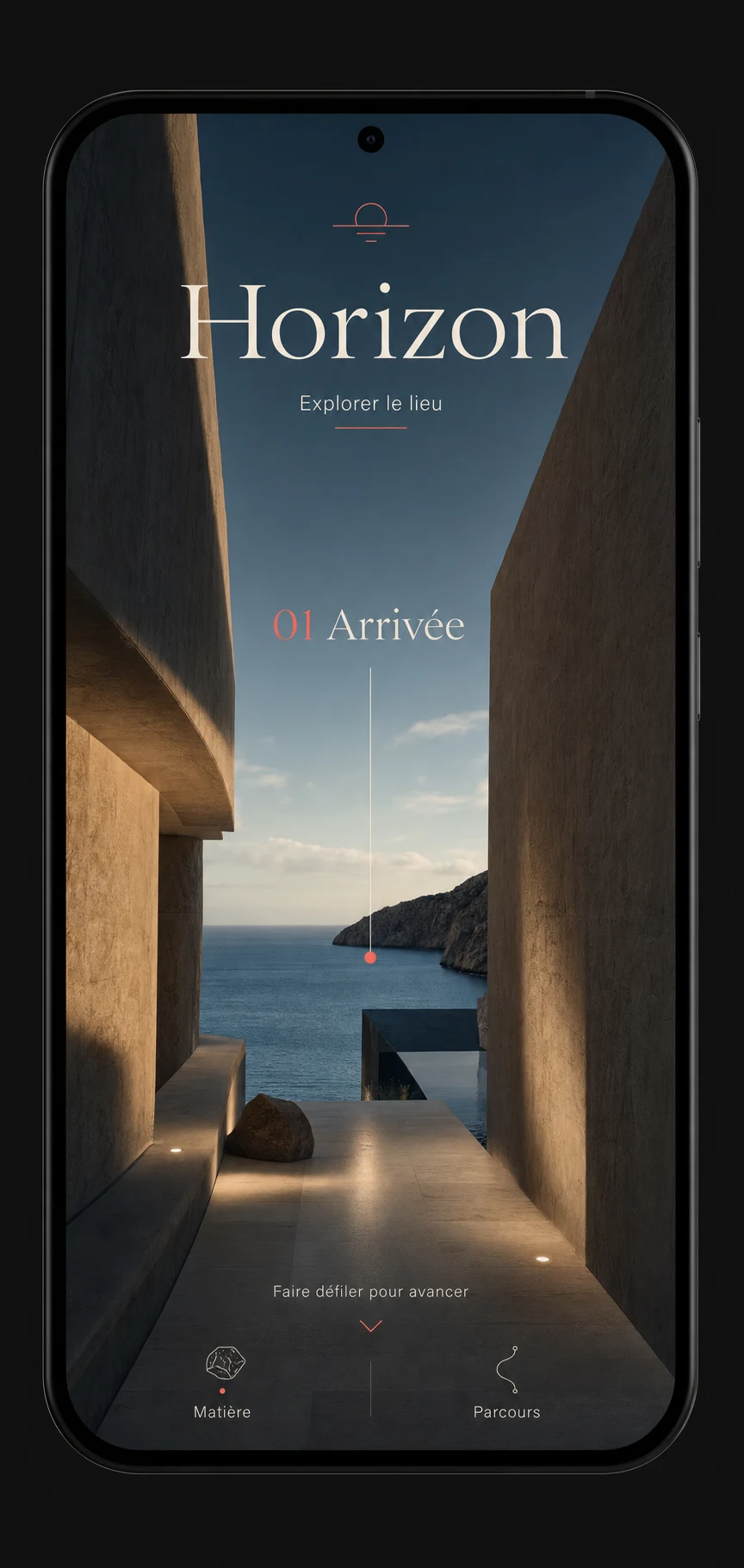 Vue mobile française de l’expérience immersive Horizon