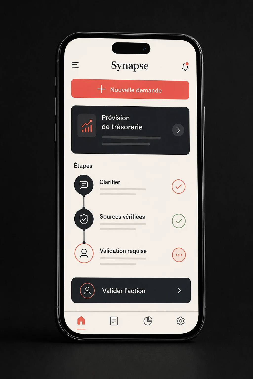 Vue mobile Synapse consacrée à la validation d’une action